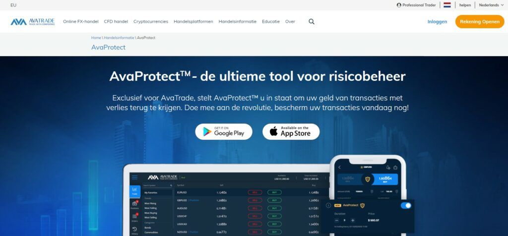 Veilig handelen met AvaTrade met behulp van AvaProtect
