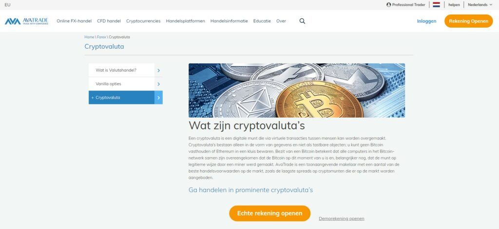 Handel in cryptocurrencies met AvaTrade