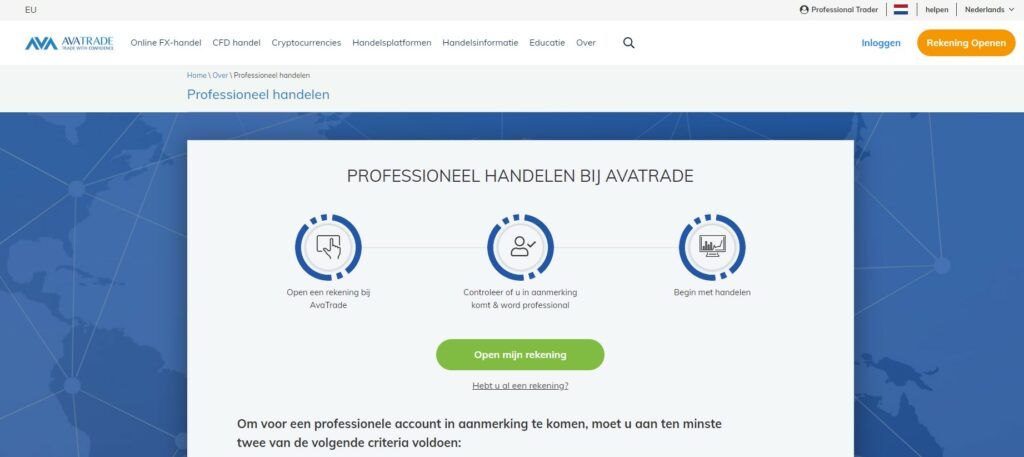 AvaTrade professionele rekening