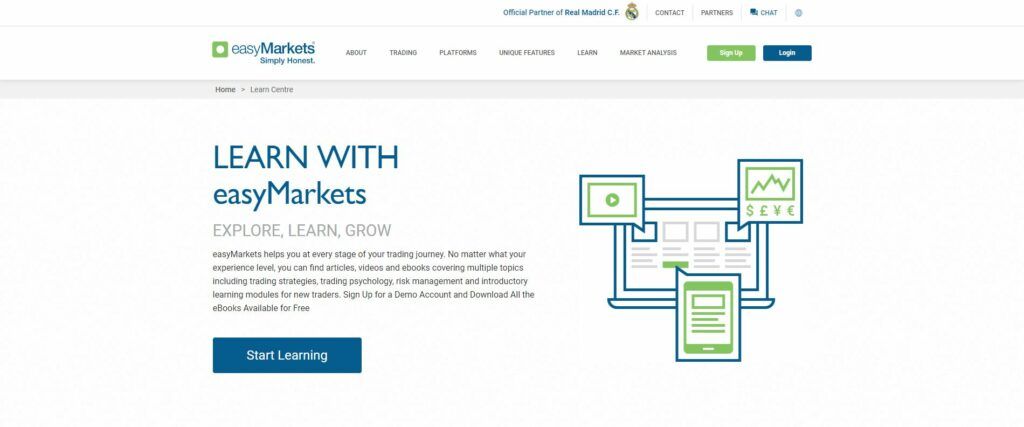 de leercentrum pagina van easymarkets