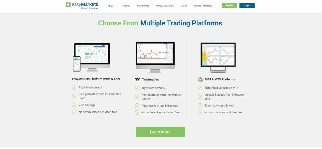 de platforms aangeboden door easymarkets