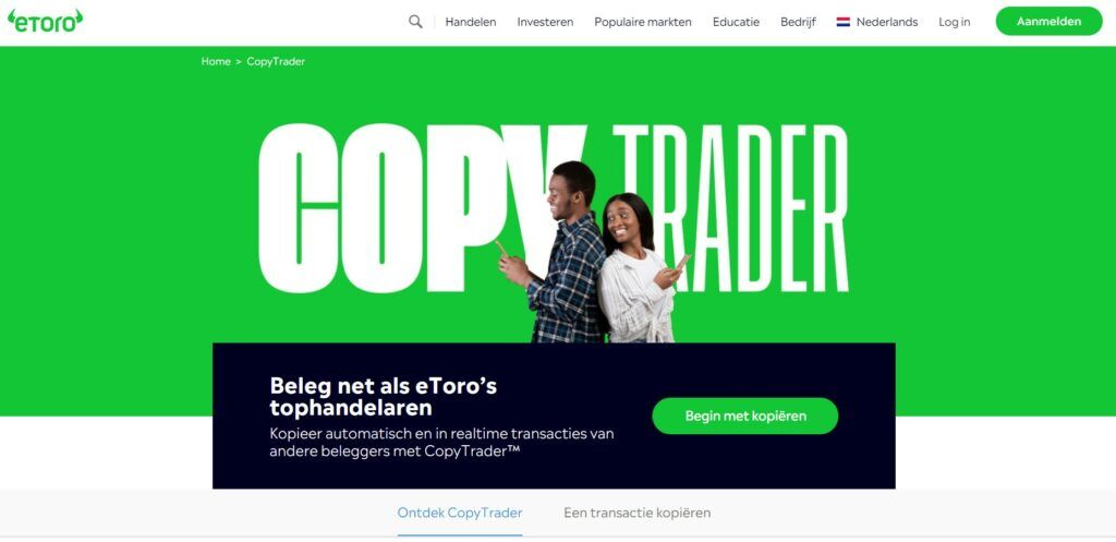 De copytrader functie van eToro