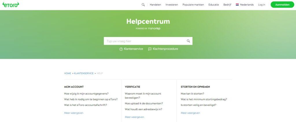 eToro helpcentrum