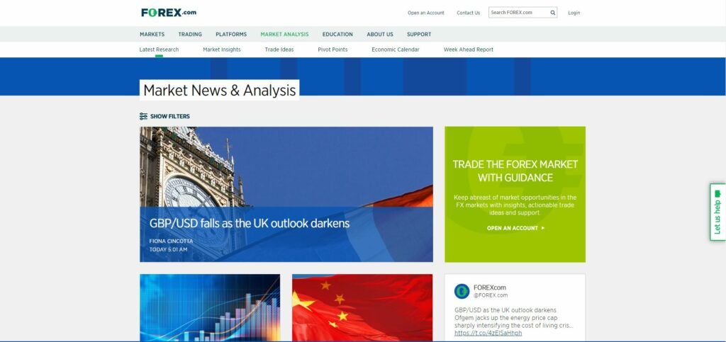 markt nieuwspagina van forex.com