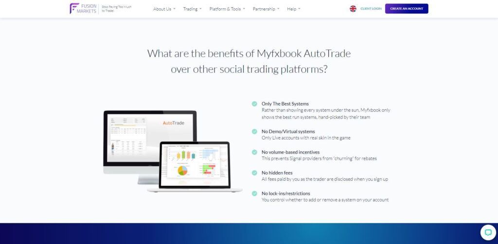 de myfxbook tool van fusion markets