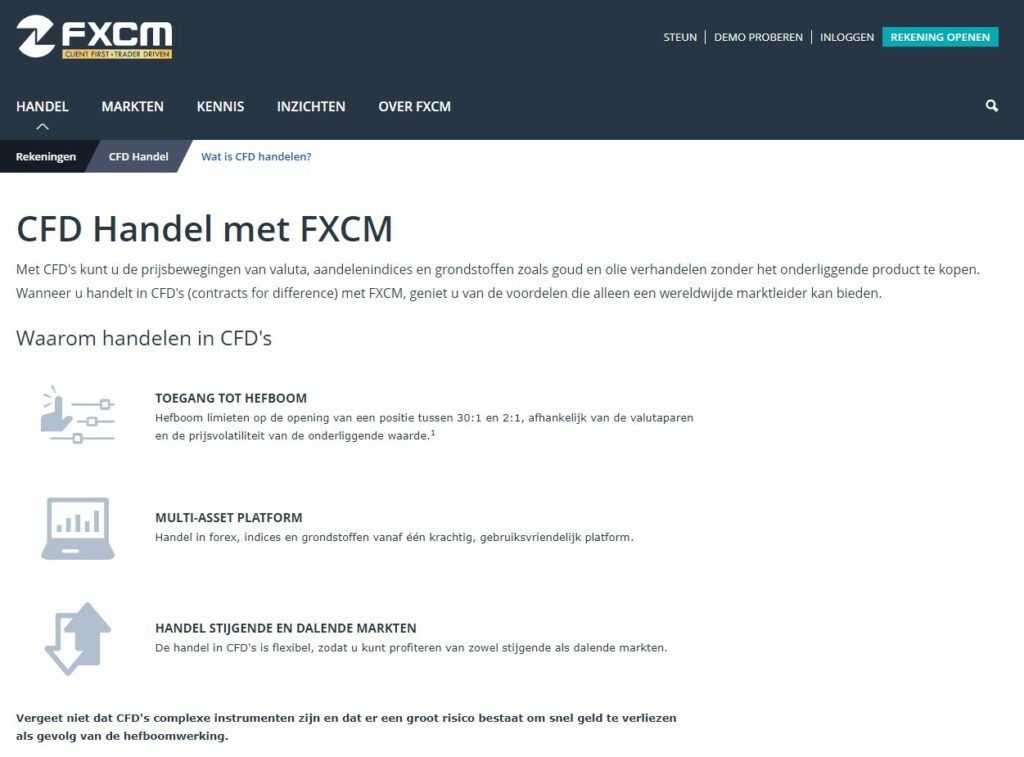 FXCM CFD handelsrekening type