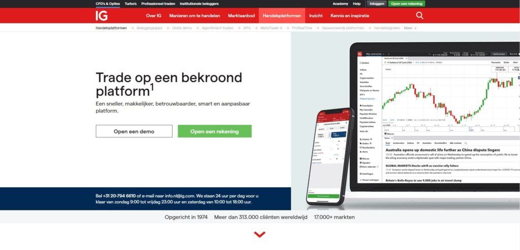 ig markets platformen pagina
