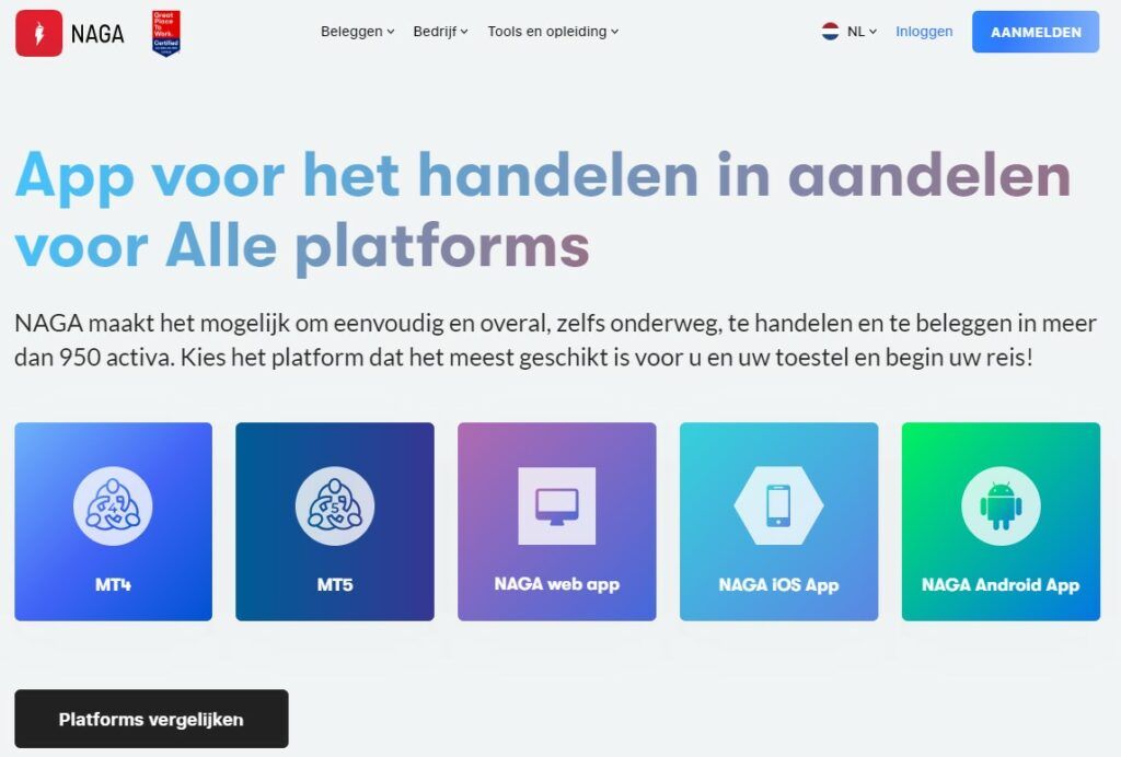 Handelsplatforms beschikbaar bij NAGA