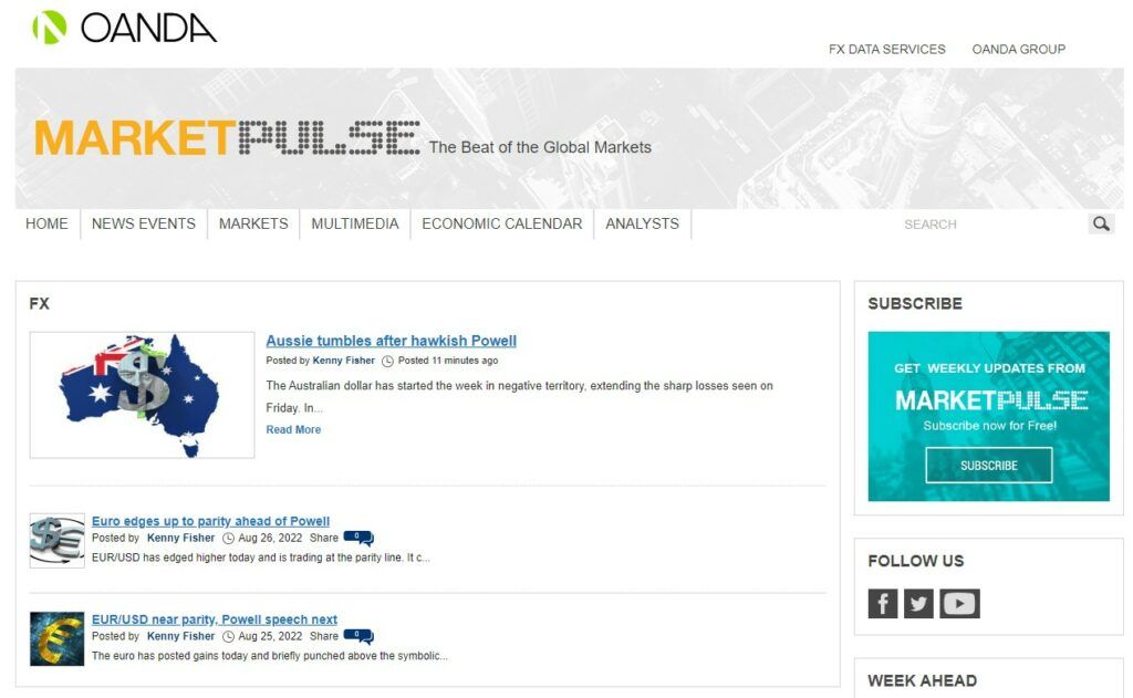 Oanda Market Pulse om op de hoogte te blijven van marktnieuws
