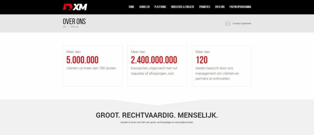 xm over ons pagina