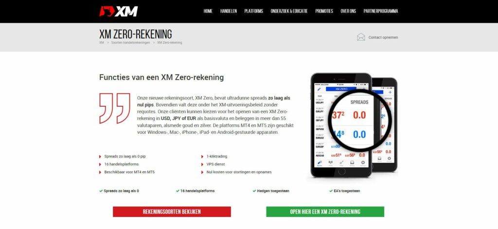 xm zero rekening pagina