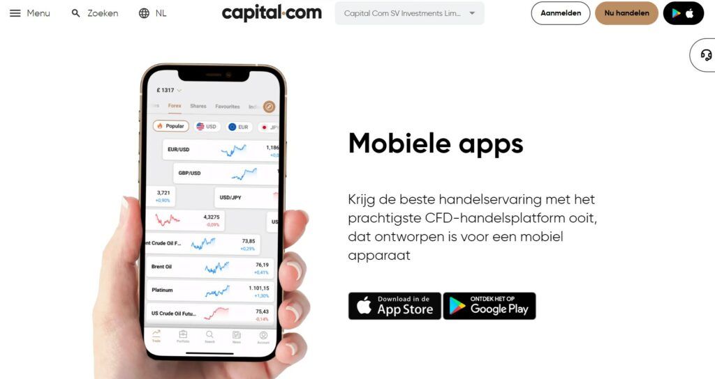 Handelsplatforms voor onderweg met Capital.com