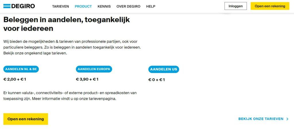 Handelskosten met DEGIRO