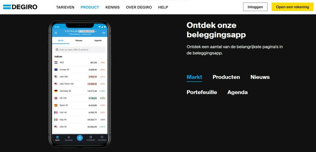 Markten beschikbaar voor handel met DEGIRO