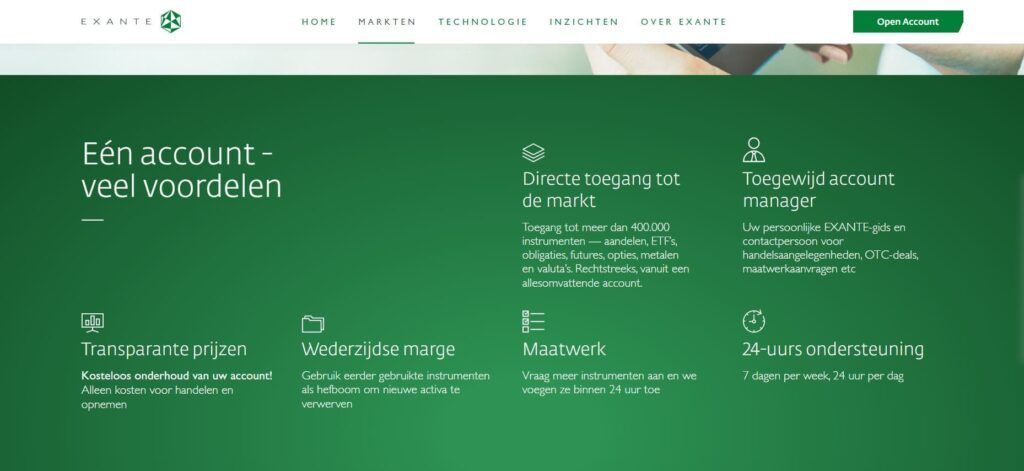de account voordelen van exante