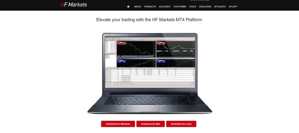de mt4 desktop pagina van hf markets