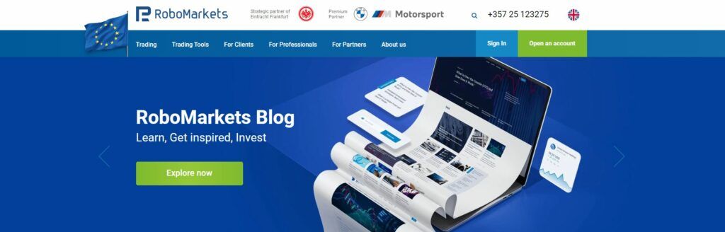 de homepage van robomarkets