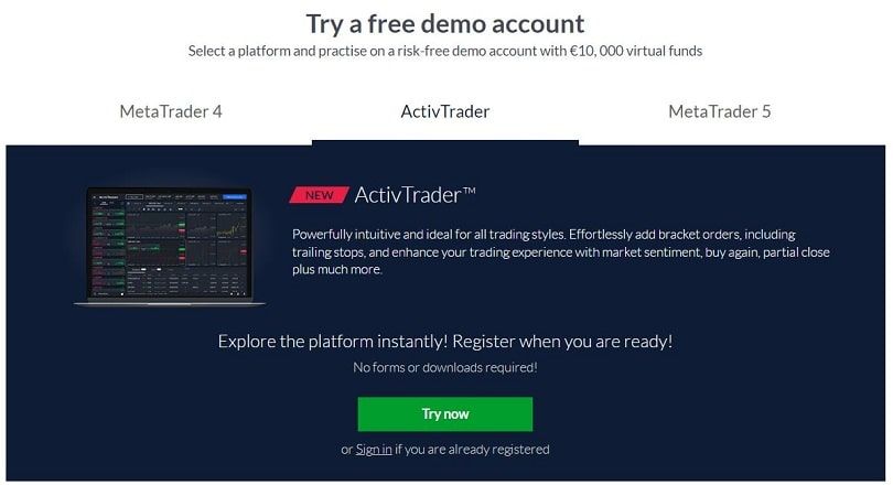 activtrades kiest een van de demoplatforms