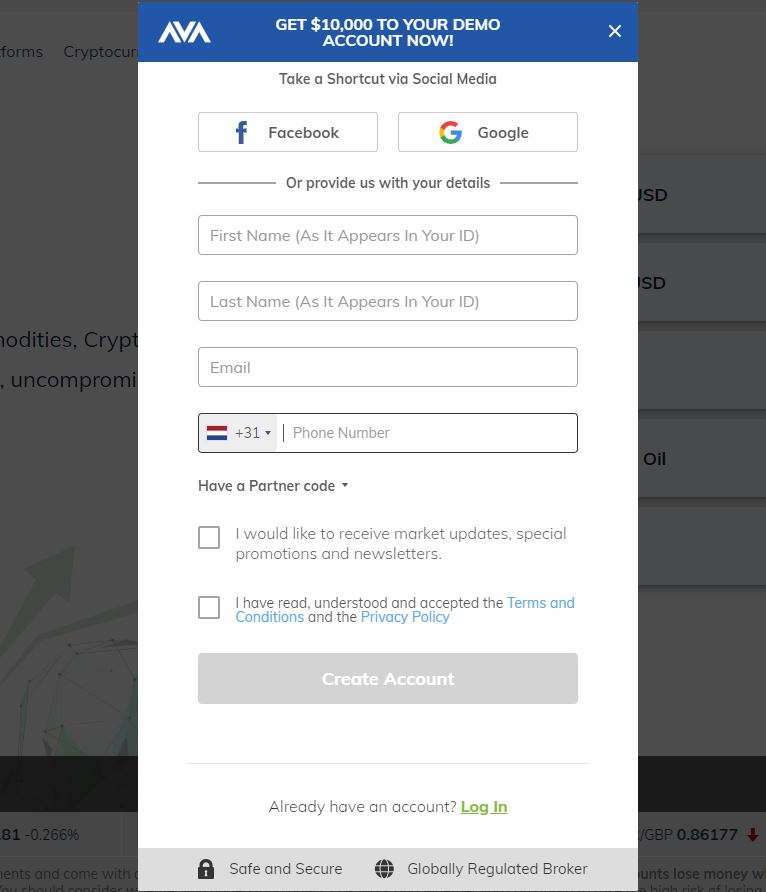 avatrade demo registratieformulier
