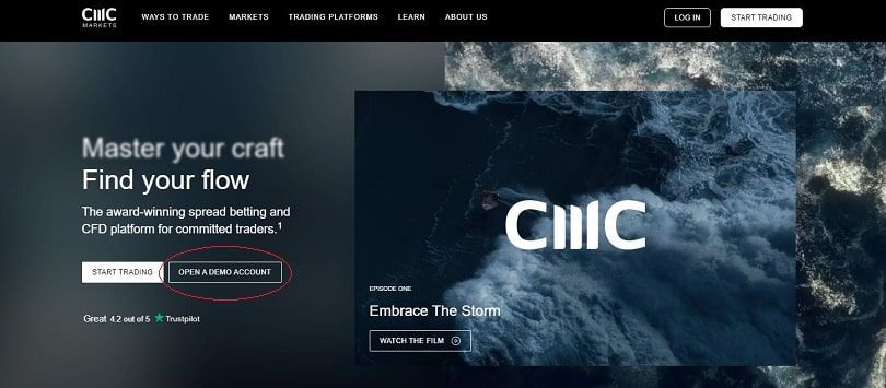 cmc markets een demo rekening openen knop