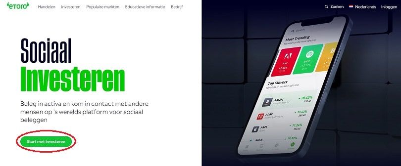 etoro start met investeren knop