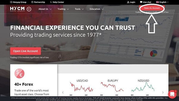 De homepage van de HYCM website