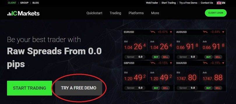 ic markets probeer een vrij demo