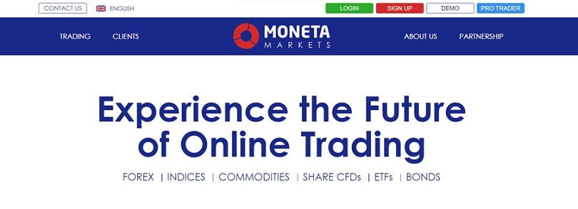 De homepage van de OctaFX website