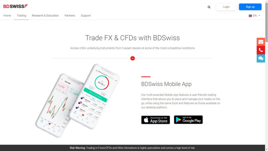 BDSwiss mobile app