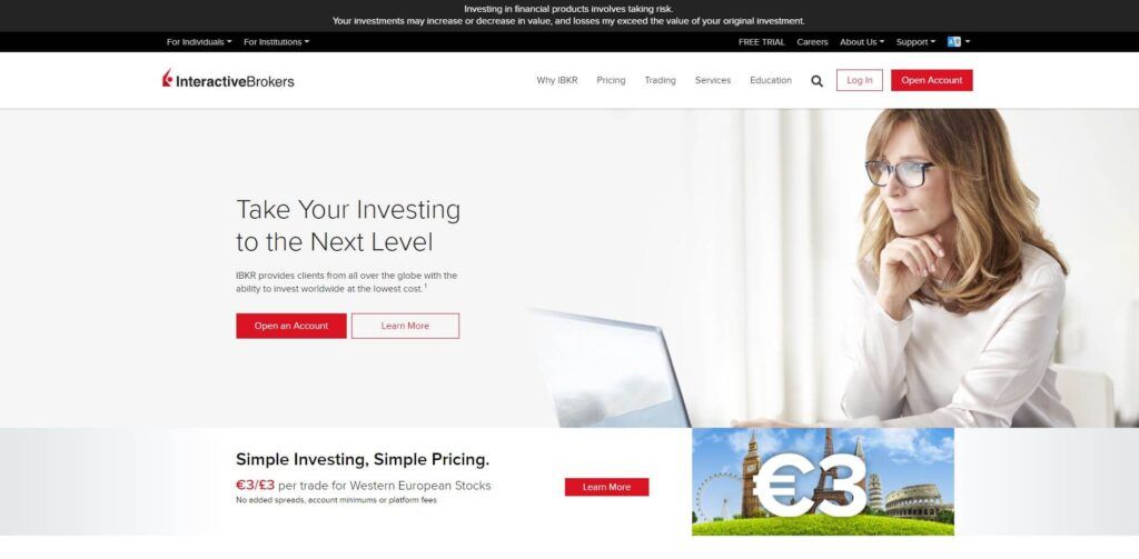 Interactive Brokers homepage