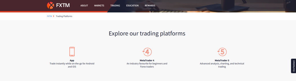 fxtm beschikbare platforms